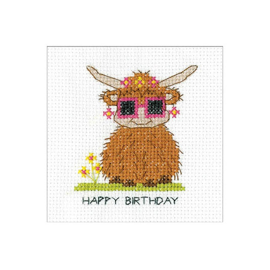 Greeting Card Embroidery Kit - Highland Card - Sunglasses