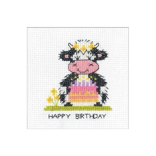 Greeting Card Embroidery Kit - Milkshake Card - Birthday Cake