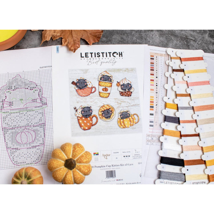 Embroidery kit - Pumpkin Cup Kitties 8092