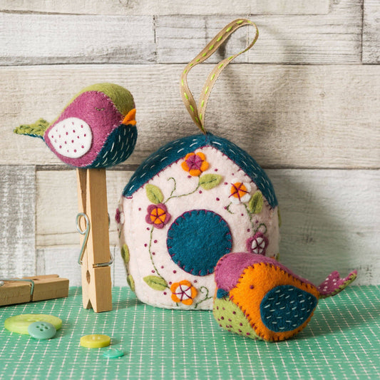 Embroidery Kit with Felt - Birdhouse with Birds