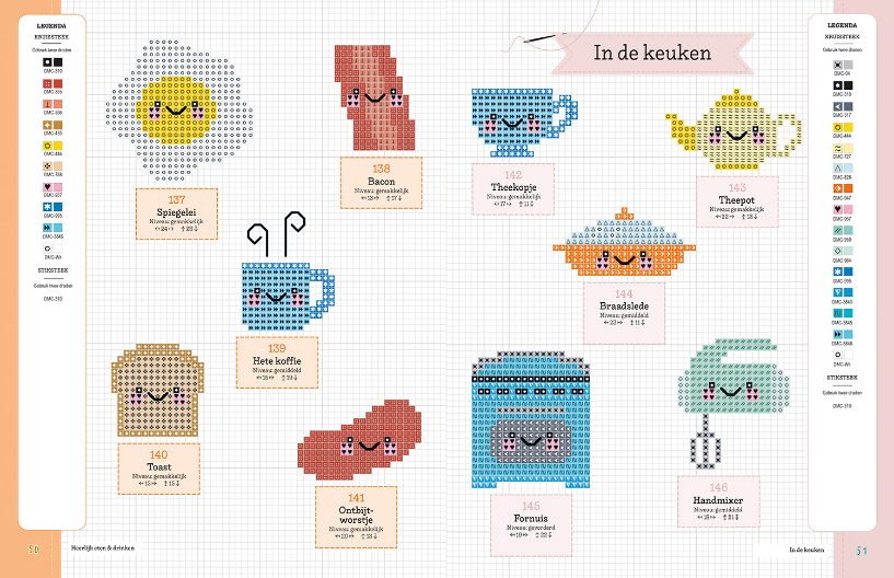 Schattig Kawaii Borduren - Ruim 400 Leuke Patronen in Kruissteek
