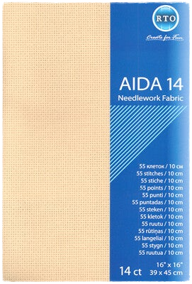 Embroidery fabric Aida 14 ct - 39x45 cm - Beige