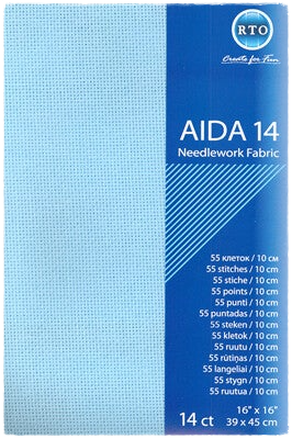 Embroidery fabric Aida 14 ct - 39x45 cm - Blue