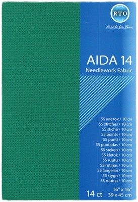 Embroidery fabric Aida 14 ct - 39x45 cm - Green