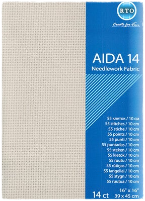 Embroidery fabric Aida 14 ct - 39x45 cm - Grey