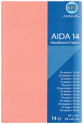 Embroidery fabric Aida 14 ct - 39x45 cm - Pink Salmon