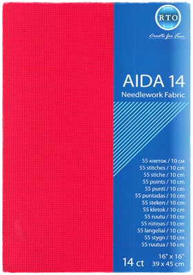 Embroidery fabric Aida 14 ct - 39x45 cm - Red