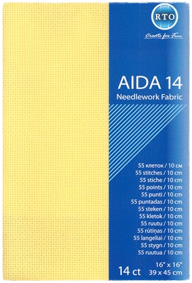 Embroidery fabric Aida 14 ct - 39x45 cm - Yellow