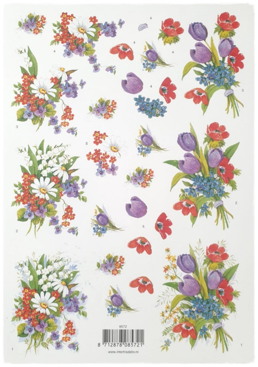 3D Cutting Sheet - Bouquet of Flowers - 8572