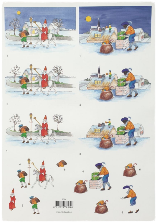 3D Cutting Sheet - Sinterklaas and Soot Pete - 8564