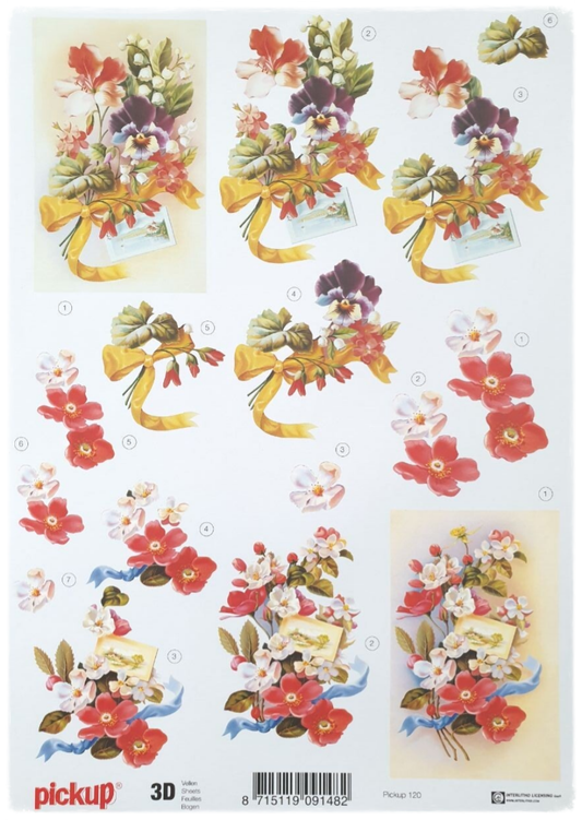 3D Cutting Sheet - Flowers with Bow - 120