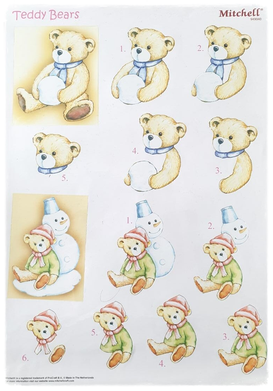Die cut sheet - Christmas Teddy Bears 5