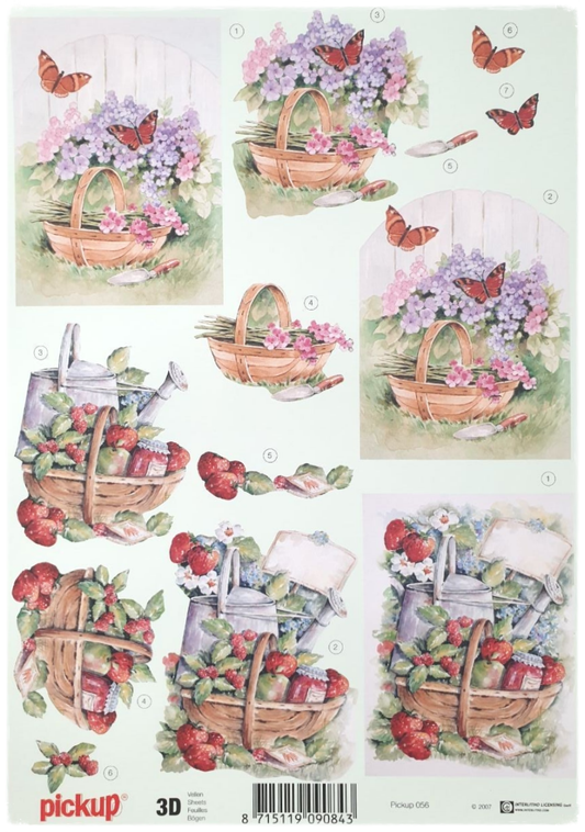3D Cutting Sheet - Flowers, Strawberries and Butterflies - 056
