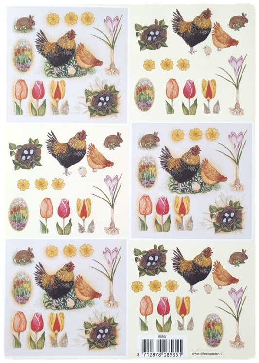3D Cutting Sheet - Spring with Flowers and Easter Animals - 8585