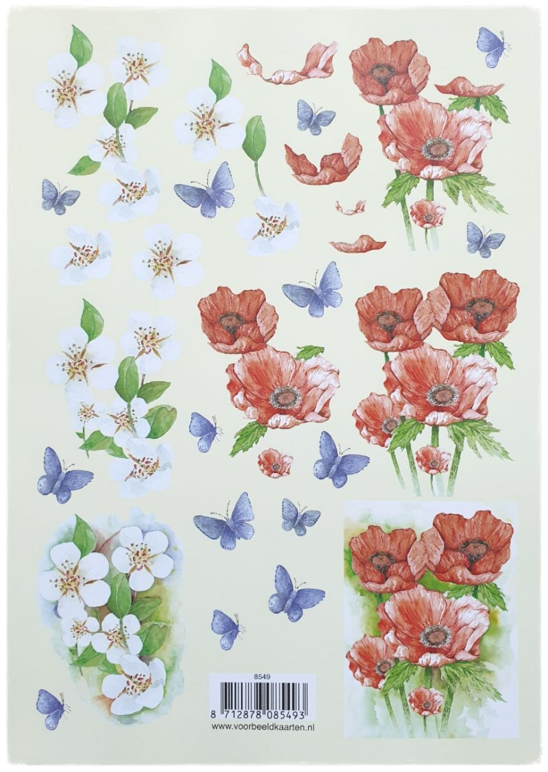 3D Cutting Sheet - Flowers and Butterflies - 8549