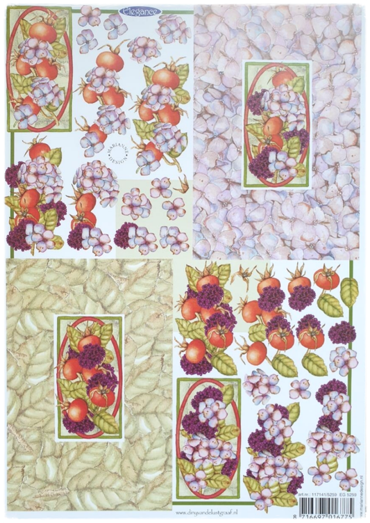 3D Cutting Sheet - Flowers and Tomatoes - Elegance EG 5259