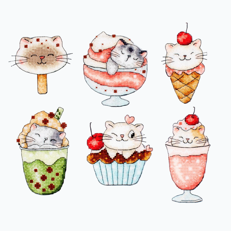 Embroidery kit - Summer Kitties (Letistitch)