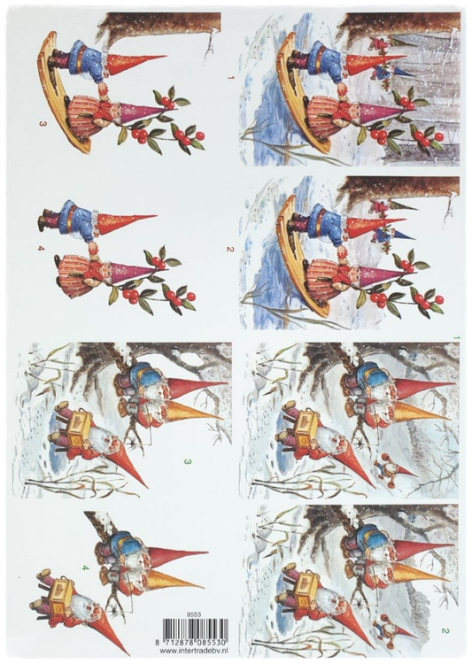 3D Knipvel - Kabouters In De Sneeuw - 8553