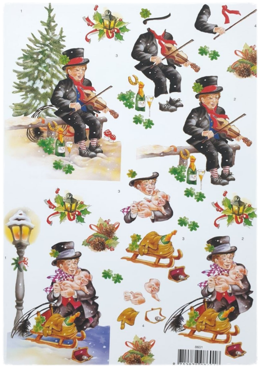 3D Knipvel - Kerstmis - Man Speelt Viool - 8601