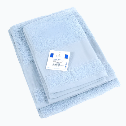 Set of Bath Towels with Embroidery Strip - Cloud Blue