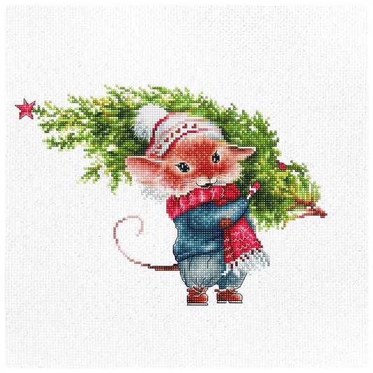 Embroidery kit - Mouse With Fir Tree