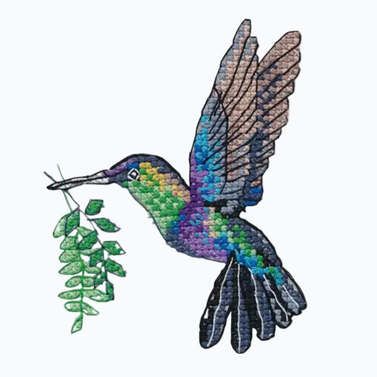 Borduurpakket met Wateroplosbaar Canvas - Rainbow Bird