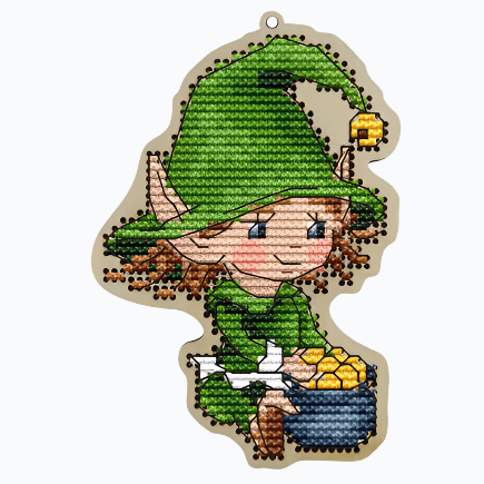 Borduurpakket Kerstboomhanger - Elf With Gold