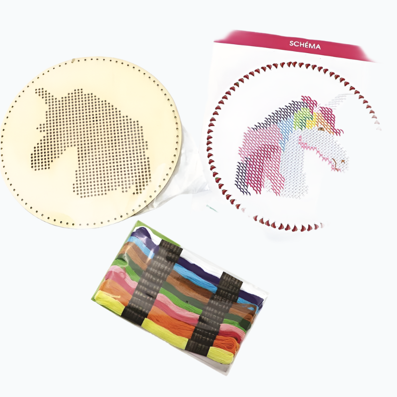 Embroidery Kit for Kids - Unicorn in Wooden Frame