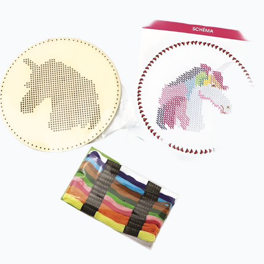 Embroidery Kit for Kids - Unicorn in Wooden Frame