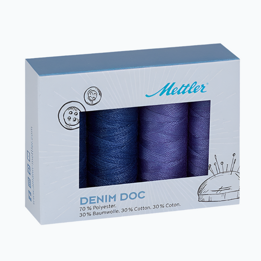 Sewing thread - DENIM DOC Blue - Set of 4 Spools