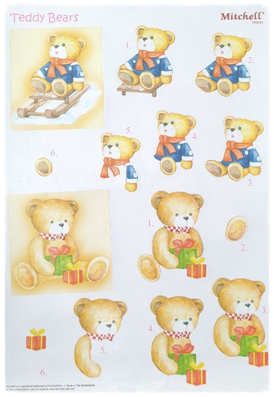 Die cut sheet - Christmas Teddy Bears 7