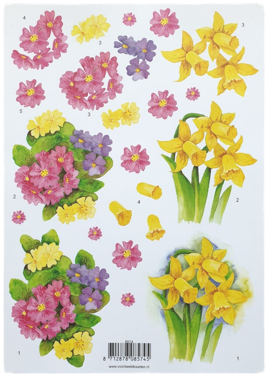 Feuille de découpe 3D - Fleurs de Pâques - 8574
