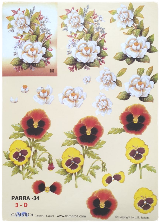 3D Cutting Sheet - Flowers and Violets - Parra 34