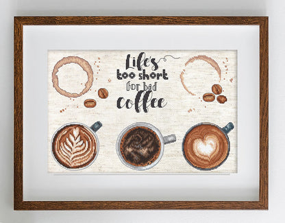 Borduurpakket - Life's Too Short For Bad Coffee L8097