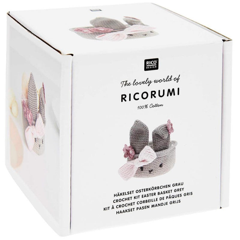 DIY Crochet Kit - Ricorumi Easter Basket Rabbit - Grey