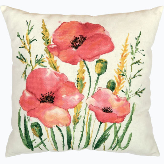 Cushion Embroidery Kit - Scarlet Poppies PPD-7337