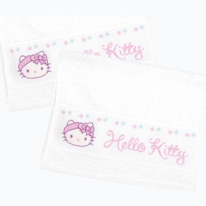Borduurpakket - Handdoek Kit Hello Kitty In De Badkamer - Set Van 2 - 30x50 cm