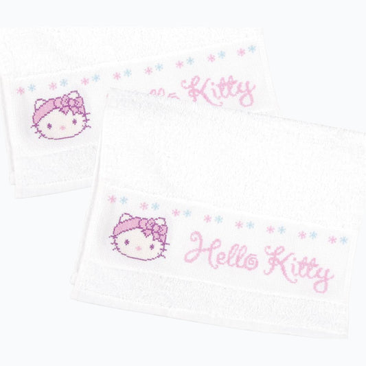 Kit de broderie - Kit de serviettes Hello Kitty dans la salle de bain - Lot de 2 - 30x50 cm