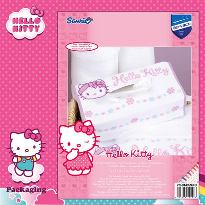 Kit de broderie - Boîte à mouchoirs Hello Kitty dans la salle de bain PN-0148999