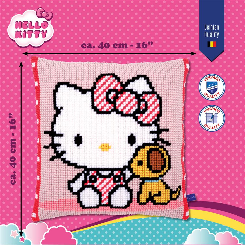 Kit de broderie pour coussin - Hello Kitty avec chien PN-0155877