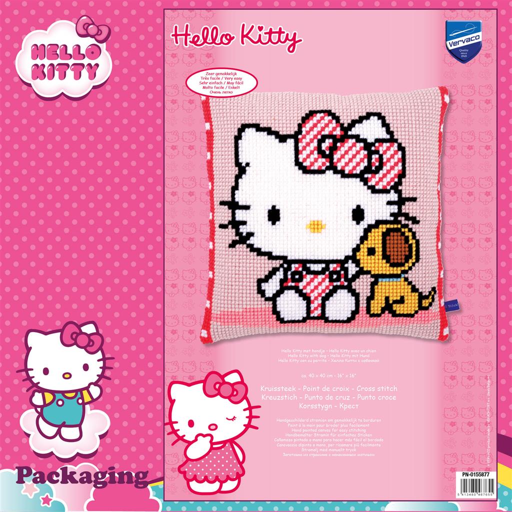 Kit de broderie pour coussin - Hello Kitty avec chien PN-0155877