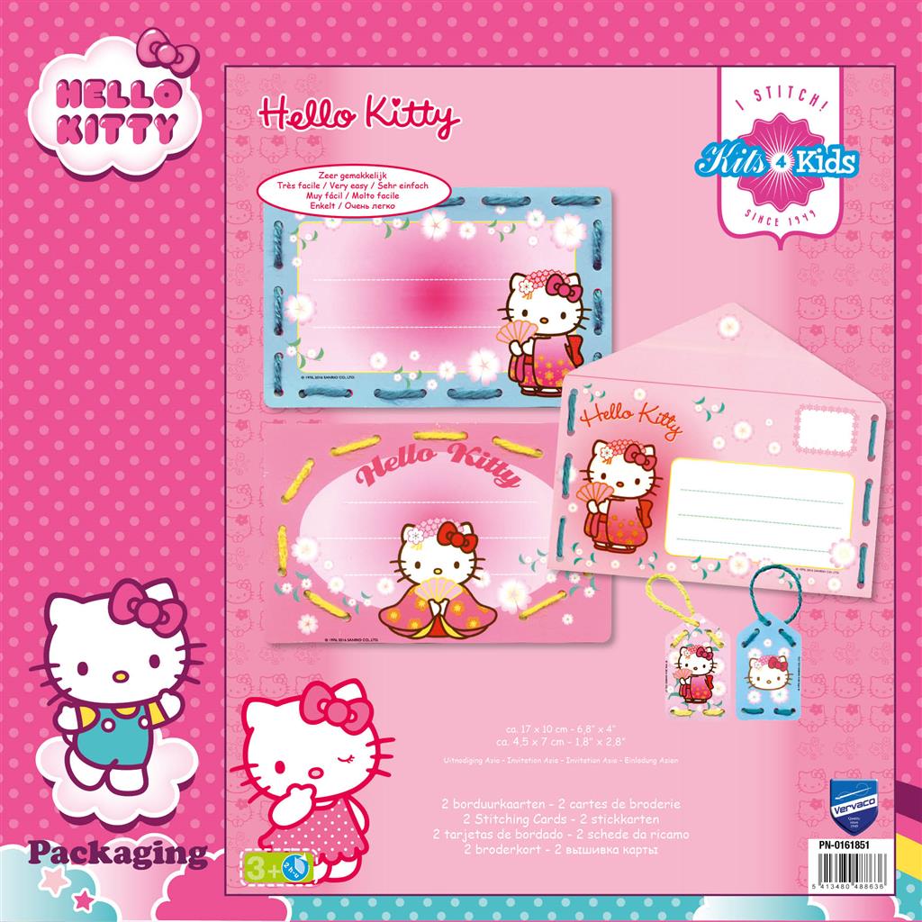 Borduurkaart Kit Voor Kinderen - Hello Kitty Asia PN-0161851