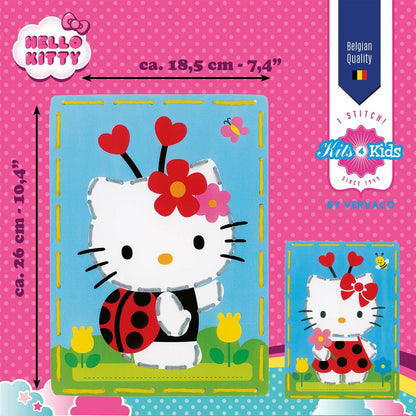 Borduurkaart Kit Voor Kinderen - Hello Kitty Ladybug PN-0162181