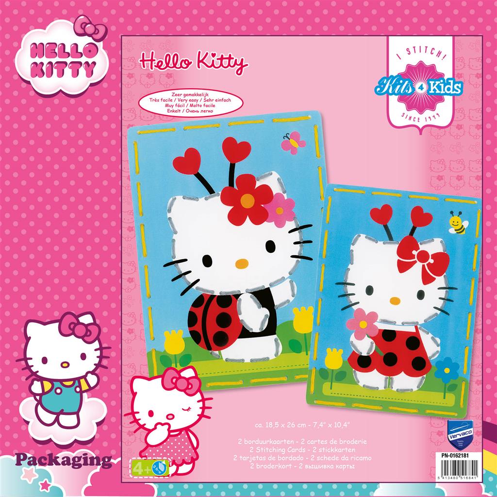 Borduurkaart Kit Voor Kinderen - Hello Kitty Ladybug PN-0162181
