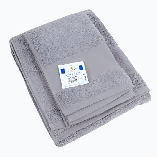 Set of Bath Towels with Embroidery Strip - Pebble