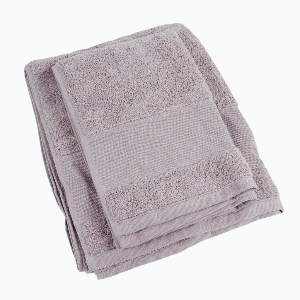 Set of Bath Towels with Embroidery Strip - Bauxite