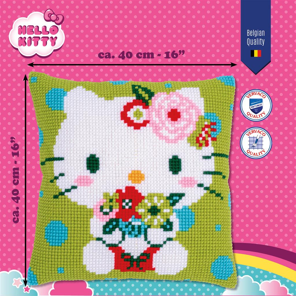 Kussen Borduurpakket - Hello Kitty Green Floral PN-0205073
