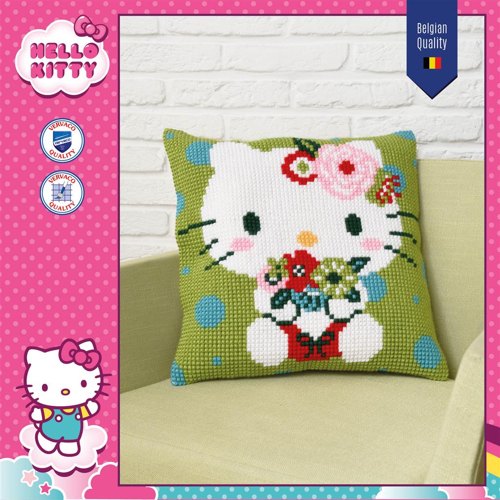 Kussen Borduurpakket - Hello Kitty Green Floral PN-0205073