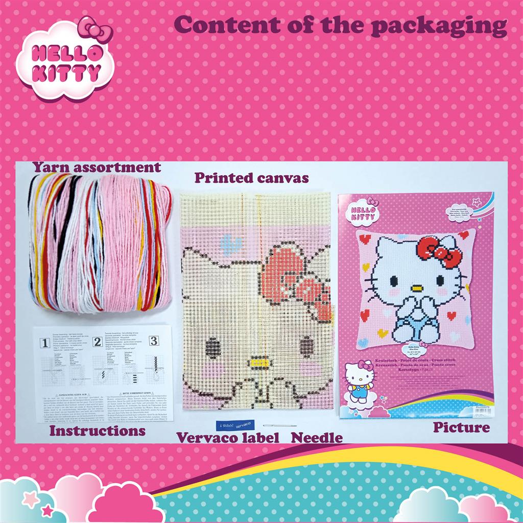 Kit de broderie pour coussin - Hello Kitty Kiss Kiss PN-0205078