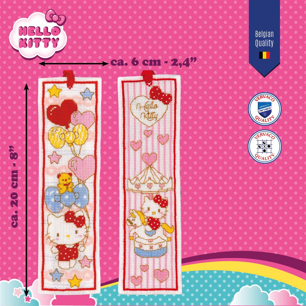 Borduurpakket - Bladwijzer Kit Hello Kitty - Doodle Heart Set van 2
